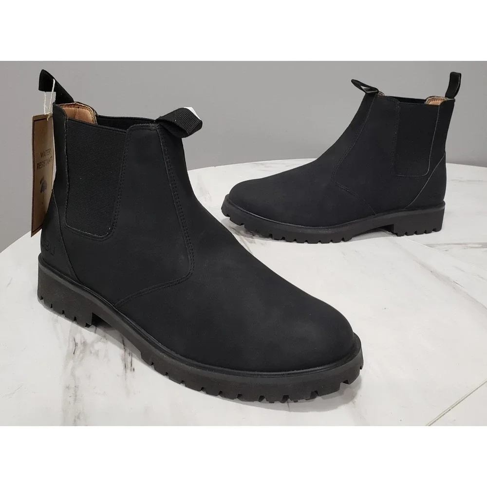 NEW NO BOX JBU Kai Water Resistant Chelsea Boot Size 10 BLACK Leather Pull-On